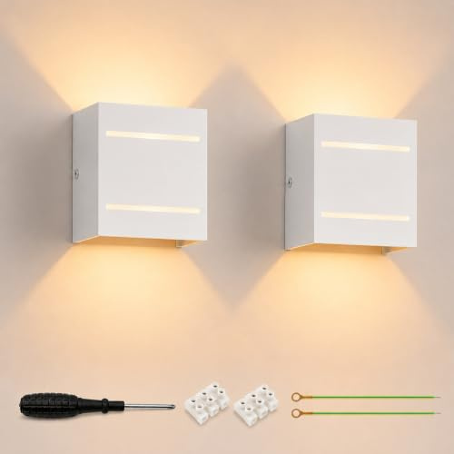 YnewL 2 Wandleuchte Innen, Wandlampe Innen Warmweiß mit Lichtspalt(Weiß)