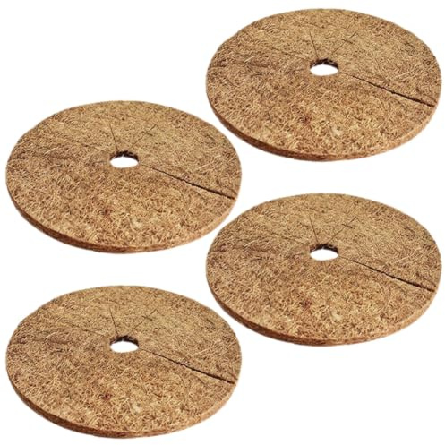 UTHCLO Kokosfaser Blumentopf Mulchring Khaki Frostresistent | Bäume und Blumentöpfe, Schützt Pflanzen, 4 Stück Packung aus Kokosfaser