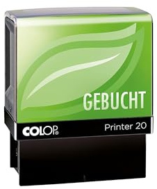 COLOP Printer 20 Textstempel GEBUCHT | Rot |14 x 38 mm | selbstfärbender Bürostempel | integriertes Farbkissen | dokumentenechte & ISO-zertifizierte Tinte | für Bürobedarf