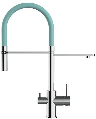 VIZIO 3 Wege Wasserfilter Chrom Küchenarmatur mit Turkis Tiffany 2strahl Handbrause/Profi/Restaurant/Haus Wasserhahn für alle gaengigen filtersysteme geeignet / 360° schwenkbarem Auslauf