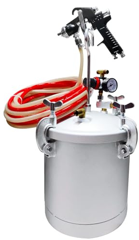 2 1/2 Gallon 10L High Pressure Pot Air Paint Spray Gun, Pressure Tank with Spray Gun and 13-Feet Dual Hose Industrial Painting Painter