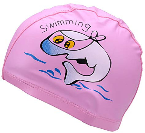 Runuo Kinder Schwimmhut,Atmungsaktive Kinder-Haarpflege-Gehörschutz-Badekappe mit PU-Beschichtung Dolphin Patterns