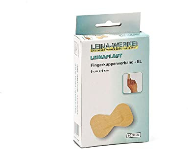 LEINAWERKE 72300 LEINAPLAST-Fingerkuppenverbände 4, 5 cm x 8 cm, WF BLAU, 50 Stk. lose in Schachtel