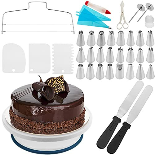 PrimeMatik - Kuchen Plattenspieler professionelle. Manuelle rotierende drehteller 28 cm Weiss