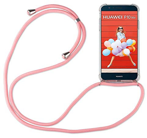 betterfon Hülle Kompatibel mit Huawei P10 | Handykette Smartphone Halskette Hülle mit Band | Handyhülle mit Kordel zum Umhängen Kompatibel für P10 | Rosa