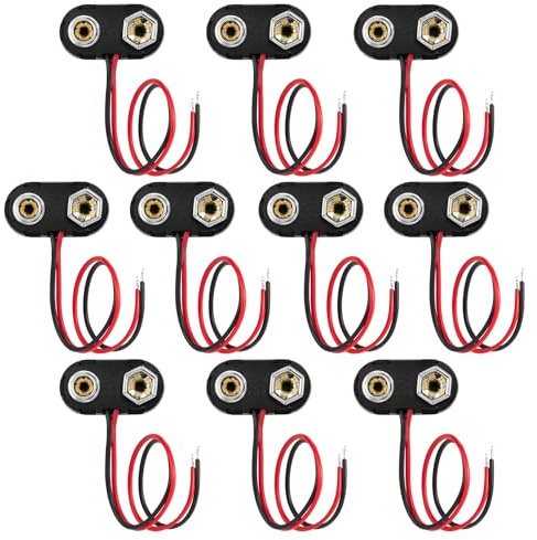 Chanzon Fil UL 10 Pack Connecteur de Batterie 9V de Type T avec Fils de Pigtail pour Adaptateur Arduino