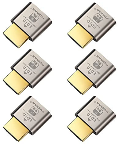 FUERAN HDMI Dummy Plug Headless Ghost Display Emulator Premium Aluminum PC(Fit Headless-1920x1080 New 4RD@60Hz) (2K-6P)