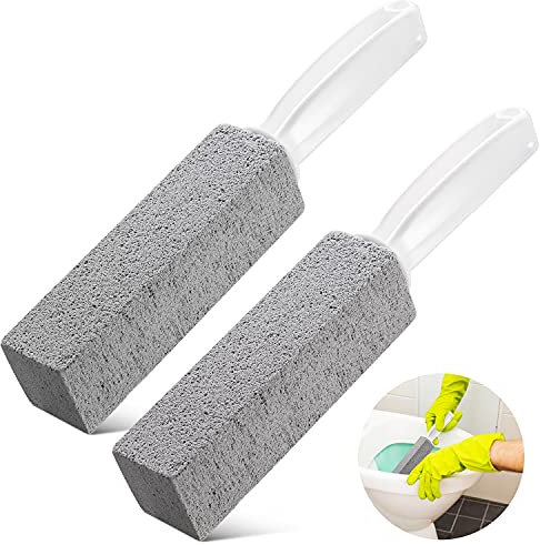N A 2PCS MSUN Premium Toilet Bowl Cleaning Stone with Handle, Pumice Stone Toilet Bowl Cleaner, Easy to Remove Unsightly Toilet Rings, Tile, Toilets, Sinks, Bathroom, Bathtubs, Hardwater, Lime, Rust