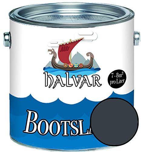 Halvar 2-K GLÄNZEND Yachtlack Grau RAL 7000-7047 Bootslack für GFK/Polyester/Kunststoff 2-Komponenten Lack inkl. Härter (1 L, RAL 7016 Anthrazitgrau)