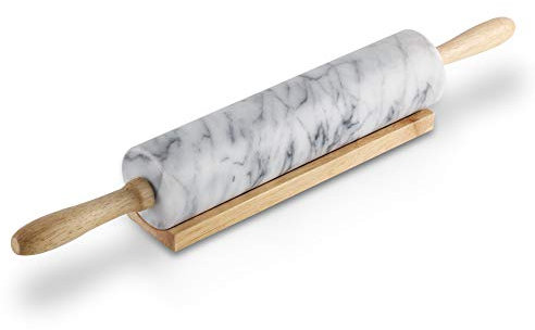 WEILIMTW Rouleau à pâtisserie en marbre poli de cuisine - 25,4 cm - Blanc