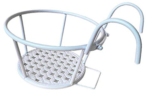 Tubayia Pot de fleurs exterieur suspendu en métal pour terrasse, véranda, balcon, jardin (blanc)