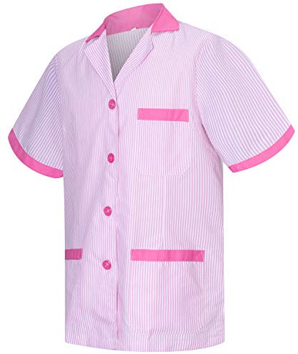MISEMIYA Camisa Sanitario Mujer Raya AMZ-T820 utilidades de Trabajo, Fucsia, L