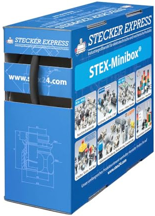 STEX24 Schrumpfschlauch 2:1, Minibox mit 15,8m, schwarz 6,4/3,2mm, 1/4 Zoll, WSB2 Schrumpftemperatur mind. 70°C, vollständig bei mind. 100°C - 1 Stück