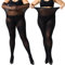MANZI Damen Strumpfhose Übergröße Stützstrumpfhose Plus Size halbtransparent,70D Schwarz XXL