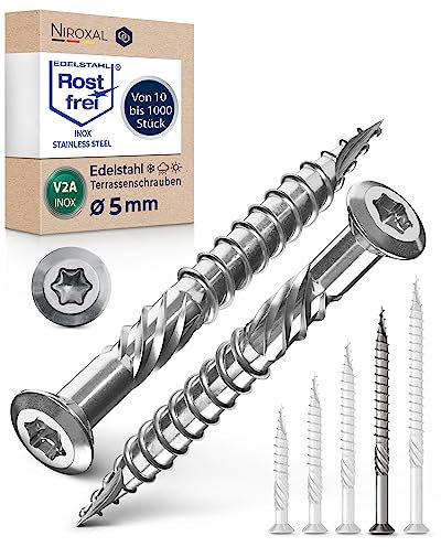 Terrassenschrauben 5x70 Edelstahl A2 Linsenkopfschrauben Torx Schrauben 5mm stark 10 Stück Holzschrauben Torx 70mm lang Edelstahlschrauben Holz