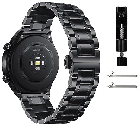 Niboow 22mm Bracelet pour Xiaomi Watch 2 Pro/Watch S1/Watch S1 Active/Mi Watch/Amazfit GTR 4/GTR 3/GTR 3 Pro, Métal Acier Inoxydable Bracelet pour Huawei Watch 4/Watch 4 Pro/GT 3 Pro 46mm - Noir