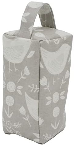 Fabric Door Stop, Tall Decorative Oilcloth Door Stopper for Outdoor, Indoor, Patio, Kitchen, Bedroom Use - 20cm/8in Tall Fabric Door Stop - Unfilled (Narvik Grey)