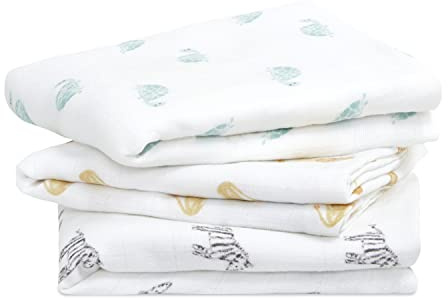 Aden + Anais Musruy Quadrate - Animalreich, Pack von 3 | Großer 100% Baumwoll -Musselin -Stoff | Soft & Leichtes Unisex Baby Essentials | Tücher für Neugeborene Mädchen & Jungen | Ideale Babygeschenke