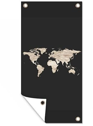 MuchoWow Outdoor-Poster Poster Wanddeko draußen Deko Garten Gartenposter 30x60 cm Weltkarte - Heu - Braun