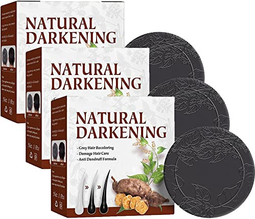 Bio-Shampoo-Bar, Haarverdunkelungs-Shampoo-Bar, natürliche Bio-Conditioner-Seife, Essenz-Haarverdunkelungs-Shampoo-Seife zur Reparatur von Haaren, Volumenbildung und Feuchtigkeit, 3 Stück
