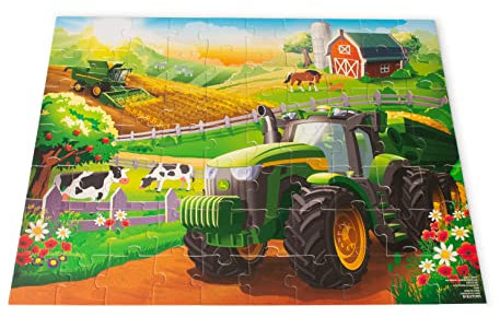 John Deere Kinder-Puzzlebox mit 70 robusten Teilen - Bauernhoftiere und Traktor-Spielzeug-Puzzle-Set - pädagogische Puzzle ab 4 - entspannendes Familien-Puzzle-Brettspiel