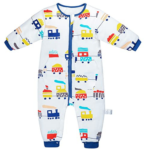 FLYISH DIRECT Baby Schlafsack mit Füßen - 2.5 Tog Schlafsack Baby Winter, Baumwolle Baby Schlafsäcke mit Beinen, Weich Babyschlafsäcke Winter, M/75cm, für 75-85cm