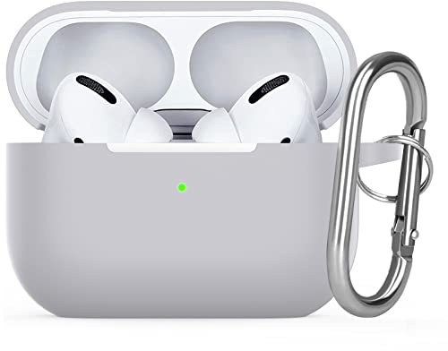 Watruer für AirPods Pro 2 Case, Weiche Silikonhautabdeckung Schockabsorbing Schutzhülle mit Schlüsselbund für neue Apple Airpods Pro 2. Generation Fall 2022 [Front LED sichtbar] - Grau