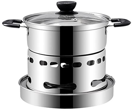 Cuisinière à alcool Intérieur avec casserole, réchaud de camping, cuisinière à alcool pour l'extérieur, piquenique, chaudière sans besoin d'électricité dans le petit pot sauvage, ustensiles en acier
