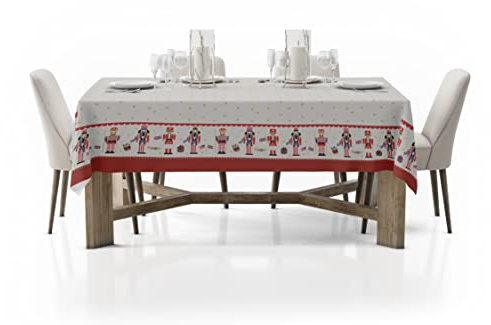 HomeLife Weihnachtstischdecke 140X240 – Weihnachtstischdecke für eine schöne Party – Weihnachtstischläufer aus 80% Baumwolle and 20% Polyester – Maschinenwaschbar – Nussknacker