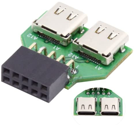 chenyang Intestazione pannello frontale USB 2.0 9Pin/10Pin 1 a 2 Adattatore di estensione scheda madre USB C femmina