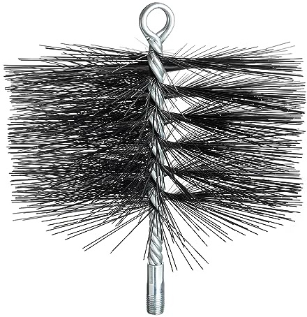 Stanbroil 20,3 cm runde Stahlschornstein-Reinigungsbürste mit 6,35 mm NPT-Anschluss für Mauerwerk, Schornstein, Rauchabzug