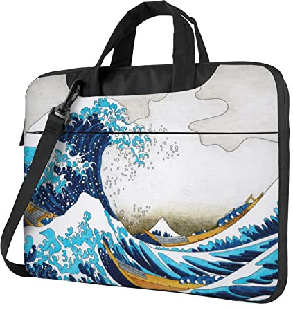 Laptoptasche Laptoptasche 35,6 cm (14 Zoll) Computertaschen Japanischer Ozean Kunst gedruckt gepolsterte Hülle für Damen und Herren