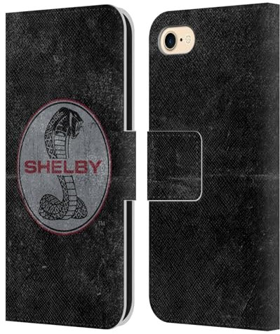 Head Case Designs Offizielle Shelby Schwarz Im Used Look Logos Leder-Wallet-Hülle Kompatibel mit Apple iPhone 7/8 / SE 2020 & 2022