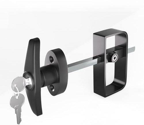 JZVXX Verrou d'abri de jardin, vapeur de 14 cm avec 2 clés, loquet de porte d'abri de jardin, loquet de porte, quincaillerie pour porte d'abri de jardin - Noir