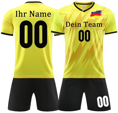 OPUTWDF Fussball Trikot kinder Jungen Set Personalisiert Fußball Trikot mit Eigenem Namen für Erwachsene und Kinder Football Fussballtrikot