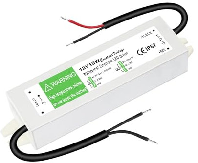 LED Trafo 12V 15W LED Netzteil 1.25A Hochwertiger LED-Transformator aus Aluminium Schaltnetzteil LED Treiber Trafo 230v auf 12v IP67 Wasserdicht LED Driver Transformator für LED Lampen Beleuchtungen