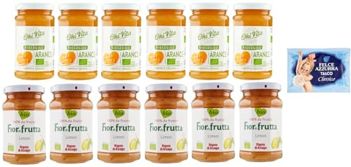 12er-Pack Testpaket Marmelade Ohi Vita Orangen + Rigoni di Asiago Zitronen,Cremiges Fruchtkompott,250g Glas + 1er-Pack Kostenlos Felce Azzurra Talkumpuder, 100g-Beutel