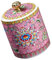Ciieeo Ceramic Tea Leaf Storage Jar with Enamel Design, Pink Airtight Canister for Tea, Coffee, Sugar, and Spices, Elegant Porcelain Container for Kitchen or Home Decor