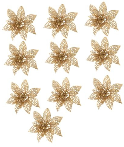 GRIRIW 10st Dekorative Weihnachtsbaum Dekore Weihnachtsstern Blumenarrangements Weihnachtssterne Zum Basteln Weihnachtsdekorationen Blumendekor Glitzer Plastik Doppelschicht