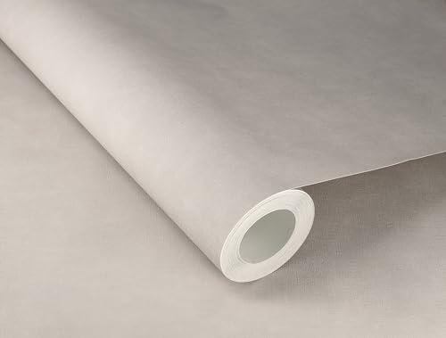 Rasch Tapete 330076 - Einfarbige Vliestapete in Greige mit Leinenoptik, Textil-Struktur aus der Kollektion Paraiso