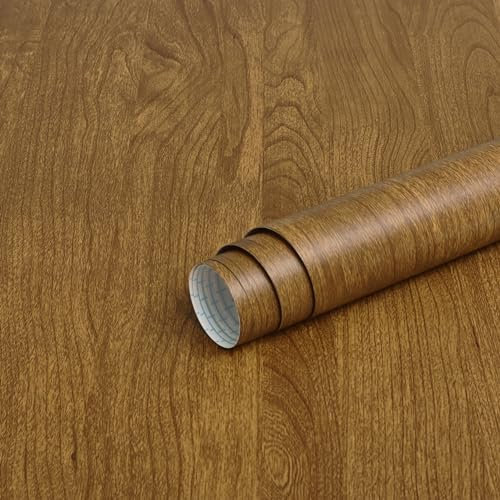 Timeet Möbelfolie Holzoptik Klebefolie Holz Eiche 44x1000cm Trapete Selbstklebend Vintage Möbelaufkleber Retro Dekorfolie Holz Effekt Braun Holzmaserung Vinyl Wandverkleidung Wandpapier