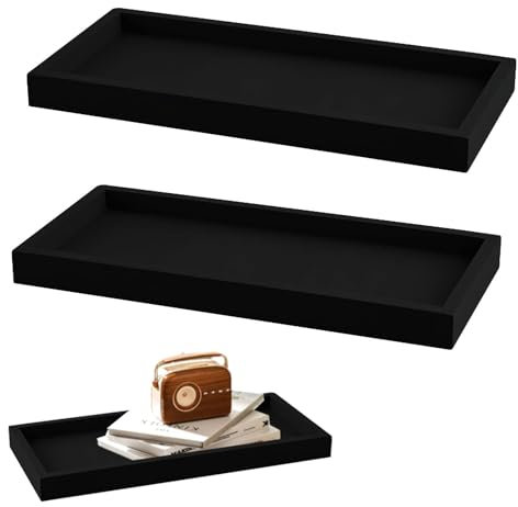 Bandeja decorativa para baño, bandeja decorativa, bandeja de silicona, bandeja de almacenamiento negra, rectangular, bandeja para joyas, organizador, bandeja para fregadero, dispensador de jabón