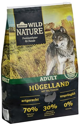 Dehner Wild Nature Hundefutter Hügelland, Trockenfutter getreidefrei, für ausgewachsene Hunde, Truthahn 4 kg