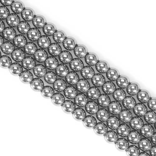 Naturstein Perlen Edelstein Perlen, 60 stück 6mm Hämatit Naturstein Edelsteinperlen Polierte Runde Edelsteine Zum Auffädeln Edelsteine Steinperlen für Armbänder Ketten DIY Schmuck Basteln