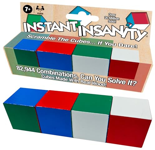 Instant Insanity Wooden Edition von Winning Moves Games USA, klassisches Denksport-Puzzle, für 1 Spieler, ab 7 Jahren
