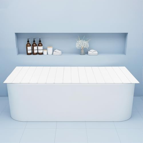 OUBUBY Badewannenabdeckung, Faltbare Badewannenverkleidung, wasserdicht, staubdicht Badewannenablage, 11.02lb isolierte PVC Badewanne, haltbare Isolierplatte für Haus, Badezimmer, Spa-Erlebnis