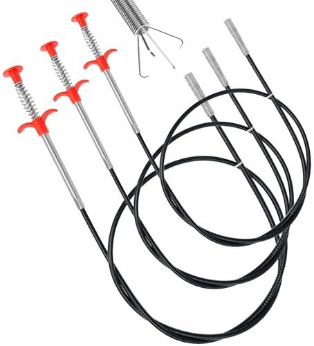 3 Stück Krallengreifer 2m/1,6m/0,9m abflussreiniger spirale Abflussspirale rohrreinigungsspirale, Flexibel Greifkralle Greifer Abflussreiniger Spirale Einziehbaren greifer für Küche Bad
