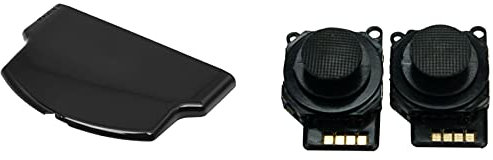 Goorvoucs 1 Pcs Black Battery Cover for PSP 2000 3000 & 2Pcs Joystick Button Control Thumb 3D Analog Stick