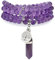 Charm Albero della Vita, 108 Perle Mala Naturale Collana spirituale con ciondolo esagonale al quarzo Reiki (Ametista (Amethyst))