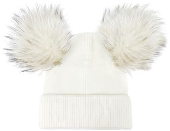 QUEEN HELENA Wintermütze Warm mit Bommel Mütze mit weichem Fell Damen CP24-02, Weiß, One size